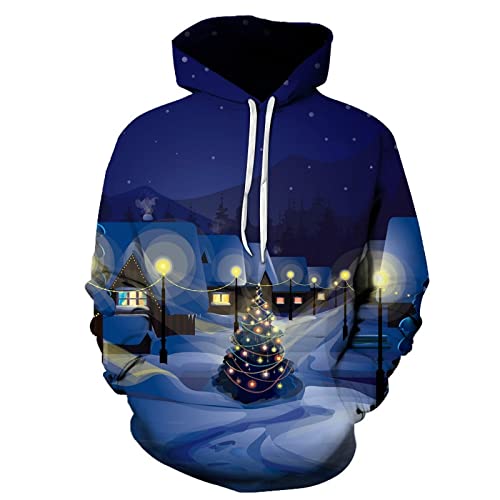 QTJY Sudadera con Capucha de muñeco de Nieve Impresa en 3D, Sudadera Divertida Casual de Moda,...