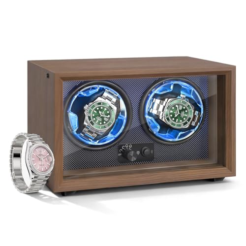 CAJESA Ultra Quiet Watch Winder for Automatic Watches, Safe Bedroom Double Watch Winder with Near 0dB Motor & Stable DC Adapter for Watch Collection