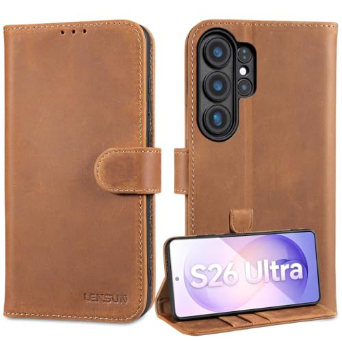 Étui en cuir véritable pour Samsung S26 Ultra housse rétro de protection
