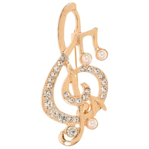DEARMAMY Broche En Métal Doré Avec Note De Musique: Broches En Strass Bijoux Vintage Pour Femmes Et Hommes Accessoires De Revers De Robe
