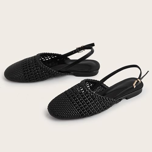 Women Mesh Woven Closed Toe Sandals Slingback Flats Fashion Breathable Ballet With Adjustable Buckle Mules for Formal Occasions4