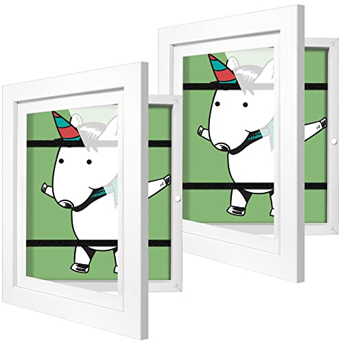 Annecy Kids Artwork Picture Frame In White - Displays 8.5X11 With Mat And 10X12.5 Without Mat - Composite Wood With Tempered Shatter-Resistant Glass - Horizontal And Vertical Formats - Pack Of 2 #TOP15
