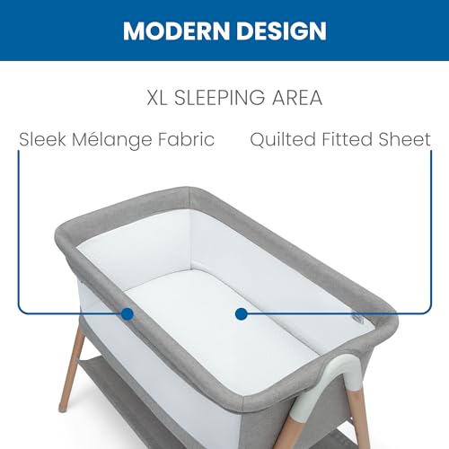 Simmons Kids Koi by The Bed Bassinet with Breathable Mesh and Natural Beechwood Legs, Dove Grey - image 5
