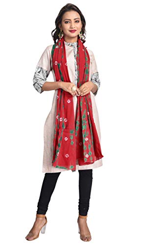 Image of Women's Pure Cotton Multi-Colored Traditional Authentic Tie Dye with Bandhej Bandhani Dupatta Chunni