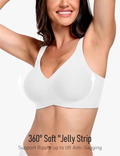 Image of GXOULRRA V Lace Wireless Jelly Bra Seamless Push Up Bras for Women No Underwire Full Coverage Comfortable Sleep Bralette