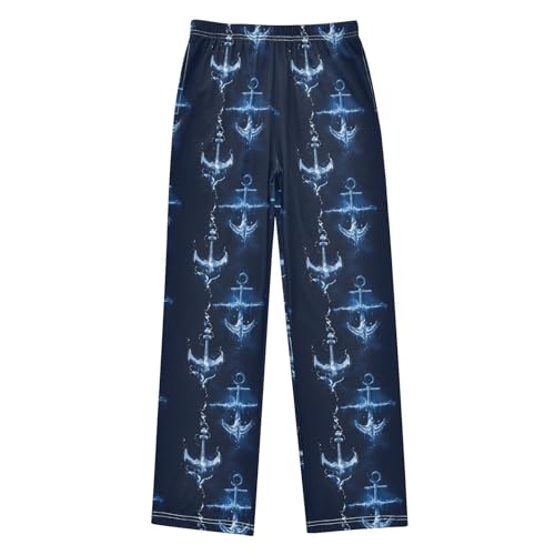 ALAZA Anchor Blue Abstract Pajama Lounge Pants Long Sleep Pajama Bottoms with Pockets