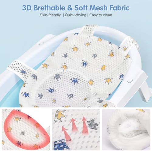 Image of Colorlife Baby Bath Seat Support Net Infant Bathing Seat Support Mat, Adjustable Comfortable Non-Slip Five-Pointed Baby Shower Net Bathtub Sit Up Mesh for Newborn 0-12 Months-Crown(No Bathtub)
