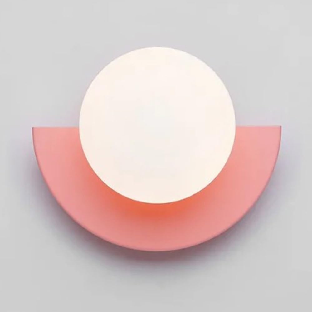 HYJAUSXB Macaron Colourful Sphere Wall Lamp, Globe Shaded Vanity Lights Contemporary Nordic Indoor Mount Lighting Sconces for Dining Room Bedroom Living Hallway, G9 Socket ()