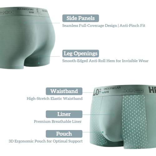 Men's Ice Silk Hello Mesh Boxer Briefs - Breathable Fast-Dry Trunks, Moisture-Wicking Multipack No-Ride Inseam Waistband2