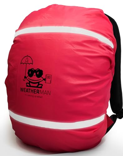 Weatherman, protezione anti-pioggia per cartelle e zaini, di colore fosforescente, con elastico, rivestimento di sicurezza impermeabile