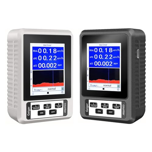 核放射線検出器 パーソナル ガイガーカウンター X線 Γ線 Β線検出ツール リアルタイム線量電離放射線検査装置 速い正確(Black and White)