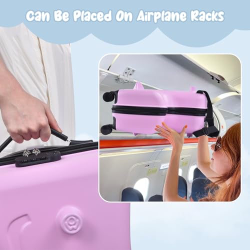 20 Inch Kids Ride On Luggage, Ride On Travel Suitcase, Toddler Carry Luggage With Lock | Kids Travel Suitcase With Safety Belt, Password Lock And Wheels For Toddler Airplane Travel, ABS+PC 7