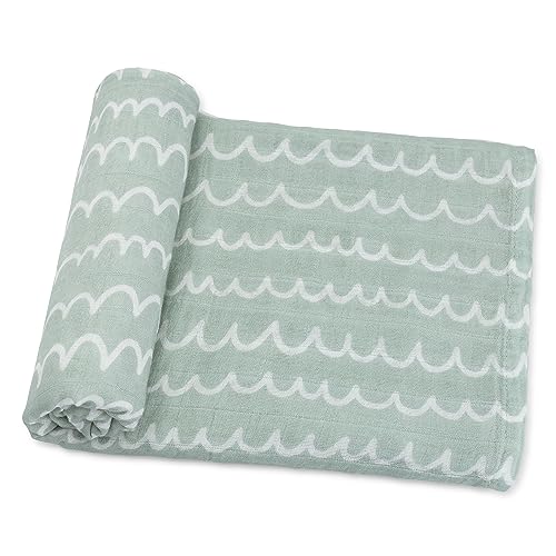 Image of Comfy Cubs Muslin Swaddle Blankets Pack of 1, 47 x 47 Inch Soft Cotton Baby Blanket Set, Large Multipurpose Wraps for Newborns - Self-Soothing Swaddles for Newborns - Green Doodle
