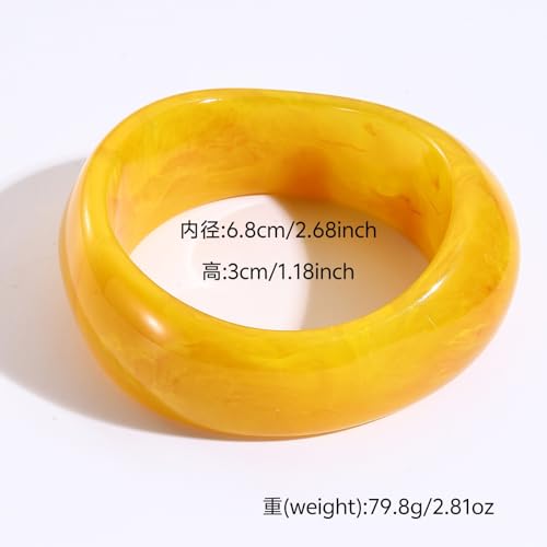 Image of Colorful Resin Bangle Bracelet For Women Irregular Wide Chunky Geometric Bracelet Fashion Charm Accessories Jewelry Birthday Holiday Gifts