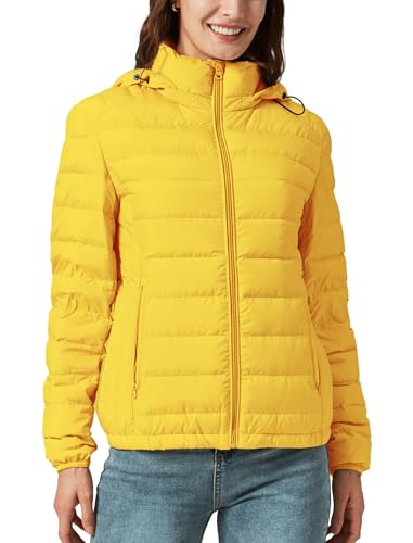 Women's Packable Puffer Jacket Hooded Lightweight Puffy Jackets Windproof Winter Coat