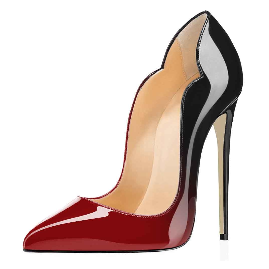 Elashe - Femmes - Stiletto Sexy - Classic Talon Haut- Cuir Vernis Brillant synthétique - Talon Aiguille 12CM - Grande Taille - Bout Pointu fermé