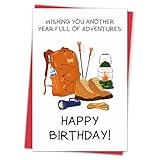 Qiyepbro Happy Birthday Card for Men, Birthday Card for Outdoor Lover, Hiking Bday cards for Him Her, Wishing You Another Year Full Of Adventures