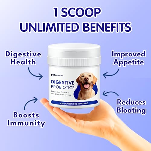 Petroyale Digestive Probiotics for Dogs - Prebiotics & Probiotics Supplement Powder - Improves Gut Health - Prevents Diarrhea & Indigestion - Dog Gut Wellness Supplement | 100g (Pack of 1)