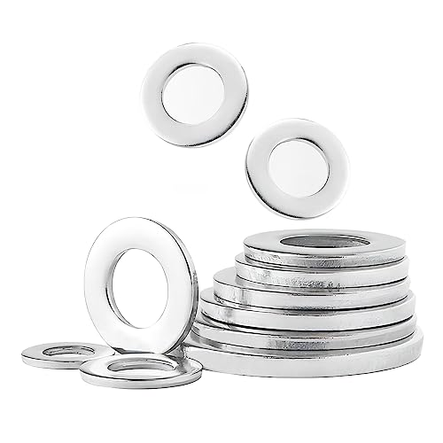 Qrity 20PCS Round Screws Bolts Washers, Carbon Steel Flat Washer, Seal Washer Spacer