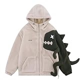 Aelfric Eden Mens Sherpa Fleece Jacket Zip Up Dinosaur Winter Puffer Fuzzy Jackets Warm Fur Coat Unisex