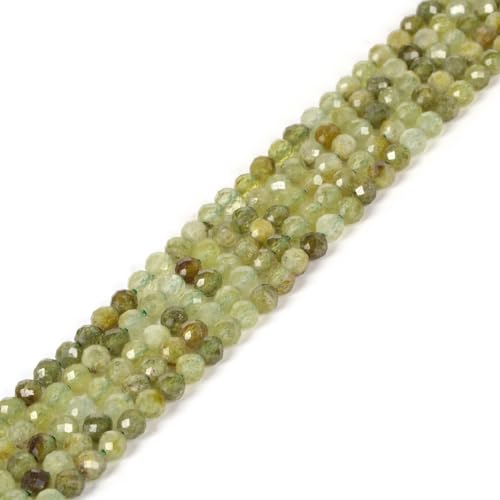 Natural Green Garnet 4mm Faceted Round Beads Loose Beads 16 Inch for Jewelry Making Beads