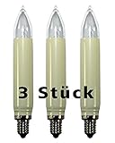 Spannung/Leistung: 23 V / 3 W 3er Pack Normalschaft Schaftkerze Ersatzlampe für Schwibbogen und Lichterketten 23V 3W für innen