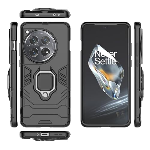 �X�}�z�P�[�X �Ή��@�� for OnePlus 12 5G PJD110 CPH2573 CPH2581 [�}�O�l�b�g���L�b�N�X�^���h][PC+TPU] �����h�~ 2 in 1 Black