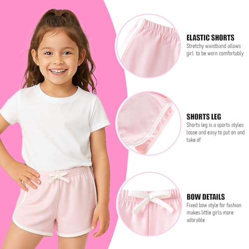 SOBOWO Toddler Girl Shorts 3 Pack Girls Athletic Shorts Solid Soccer Running Active Sport Bike Summer Drawstring Pants 18M-6Y4