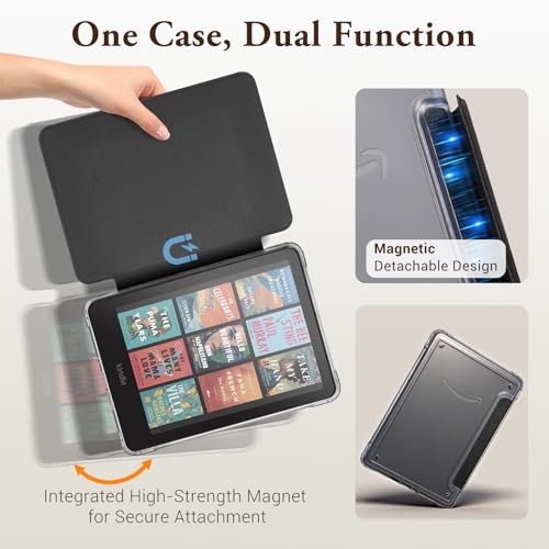 Image of CoBak Detachable Magnetic Case for Kindle Paperwhite 12th Gen 2024 (7 inch) & Kindle Colorsoft Signature Edition (7 inch) - Ultra Slim Transparent Clear TPU Back Shell Protective Cover with Auto Wake /Sleep