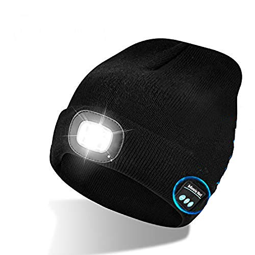 Herren Hatbluetooth LED Unisex Wireless Headset Beanie Hut USB Wiederaufladbarer Hut mit Licht
