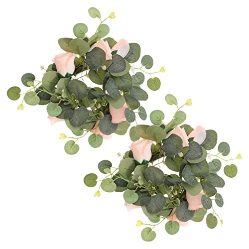 VINTORKY Realistic Leaf Candle Rings Artificial Candle Wreath Ring Perfect for Christmas Wedding Decor Home