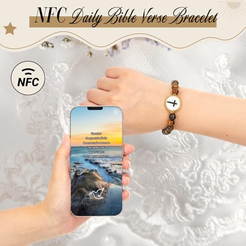 4 Sets Daily Bible Verse Bracelets with NFC Jesus Christian Bracelet with Blessing Cards Pastor Inspirational Verse Christian Gifts for Women, Men2