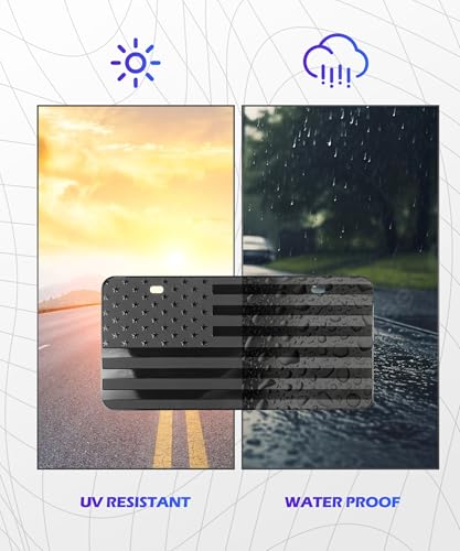 SCUARI License Plate Frame,Car Accessories Front License Plate 6" x 12",Premium Quality Thick Durable Novelty 3D American Flag Aluminum Metal Car Tag Holders Cover,Suitable for Most Cars,Trucks,RVs