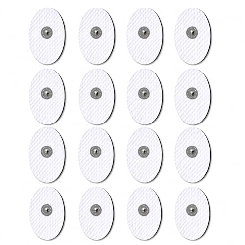 Image of AGAM Digital Therapy Machine Electrodes (Oval Shape) - Strong Adhesive Gel, Universal Replacement Pads for Muscle Pain Relief, Reusable TENS Unit Electrode Pads (Pack-16)