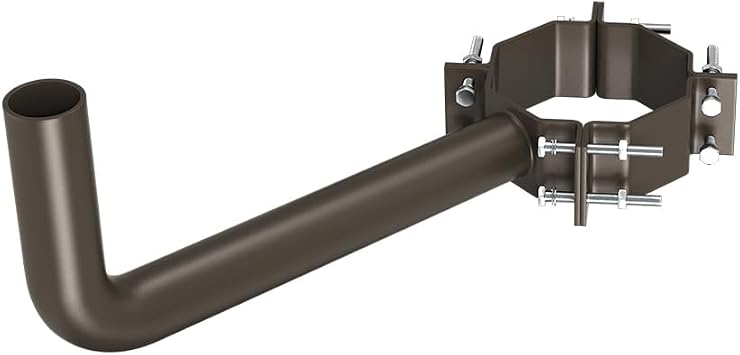 Wrap Around Wood Pole Bracket for 7-10in Wooden Poles, Heavy-Duty Steel Tenon Adapter with 2-3/8in Tenon for LED Parking Lot Light, Street Shoebox Lights 1 Arm Wood Pole Bracket