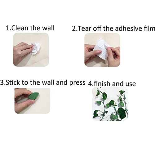 Image of QRWT Pack of 60 Plant Climbing Wall Mounting Clips, Self-Adhesive Plant Fixers, Invisible Leaf-shaped Wall Vines, Mounting Clips, Hooks, Plant Vine Traction for Home Decoration, Cable Wire