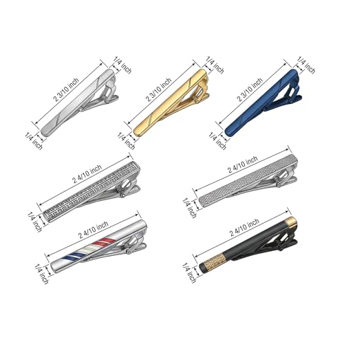 EvmAsaLQ 8Pcs Tie clips for Men. 4 Colors of Tie Clips Sliver Black Gold and Navy Blue. Tie Clip Tie Bar Suitable for Business Meetings, Weddings, and Holiday Gifts.