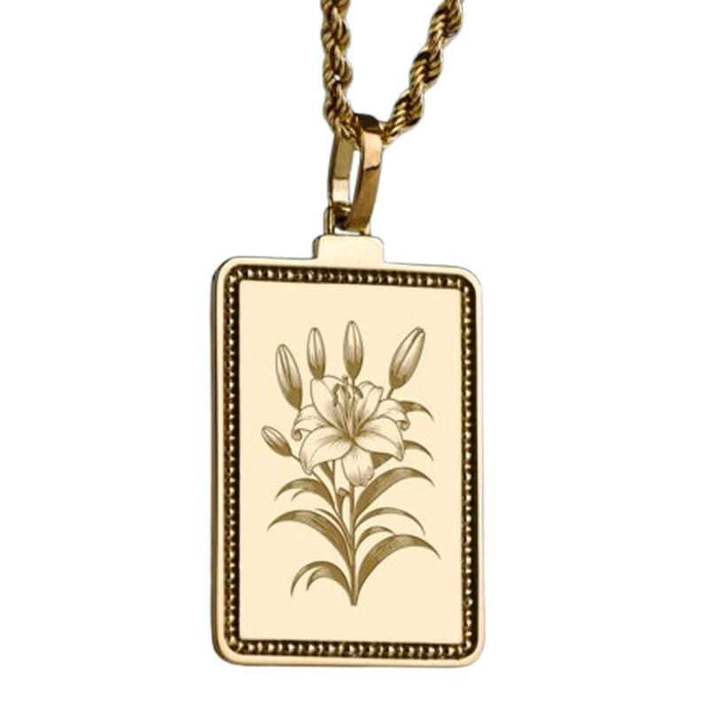 Chaîne maille forçat 45 cm et pendentif lys argent 925 LKBEADS