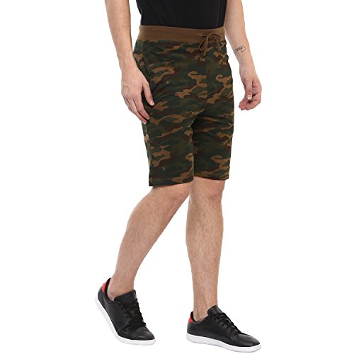 Image of Urbano Fashion Men's Camouflage /Military Printed Olive Green Cotton Shorts