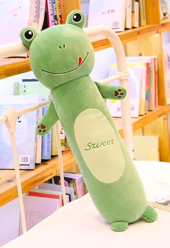 Image of Tickles Cute Frog Soft Stuffed Plush Animal Bolster Pillow Cushion for Sofa Boys & Girls Birthday Gift (Size: 60 cm Color: Green)