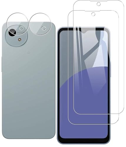 【2+2 セット】適用 AQUOS Wish5 SH-52F ガラスフィルム（2枚入り）+カメラフィルム（2枚入り）Wish5 フィルム レンズ保護フィルム SH-52F 用 強化ガラス 保護フィルム  ガラスカバー 極薄 高透過率 耐指紋 撥油性 2.5D ラウンドエッジ加工 硬度9H/高透過率/自動吸着 適用 AQUOS Wish5 ガラスフィルム