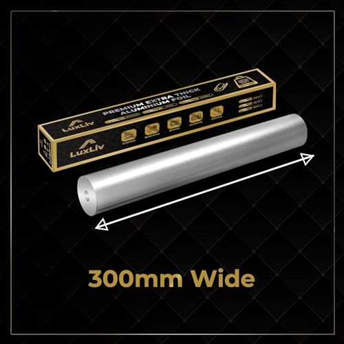 100 m – 2 x LuxLiv 50 m hochwertige, strapazierfähige 20 Mikron dicke Küchenfolie, Catering, Aluminium-Blechfolie, Rolle – 30 cm breit