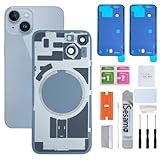 Back Glass Replacement for iPhone 14 (6.1 inches,Blue) Integrated Glass & Magnet & Metal Phase Ring Repair Tools are Included