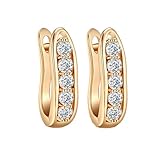 Pendientes de aro de circonita cúbica para mujer, aretes de cartílago dorados, parte trasera omega, ligeros para boda
