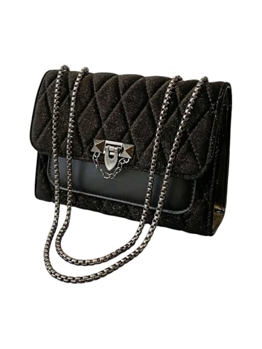 Image of RoseSeek Women's Leopard Print Chain Shoulder Bag Metal Buckle Handbags Leather Clutch Purse