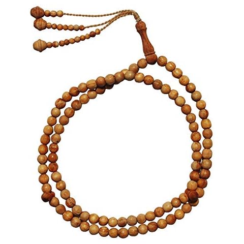Limited Edition Naturally Scented Pine Scent Pitch Wood Prayer Beads - 8mm Wood Tasbih 99-Bead Tespih Cover