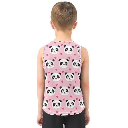 J JOYSAY Cartoon Panda Heart Lightpink Boys Tank Top Sleeveless Muscle Shirts Quick Dry Kids T-Shirts 3-15T3