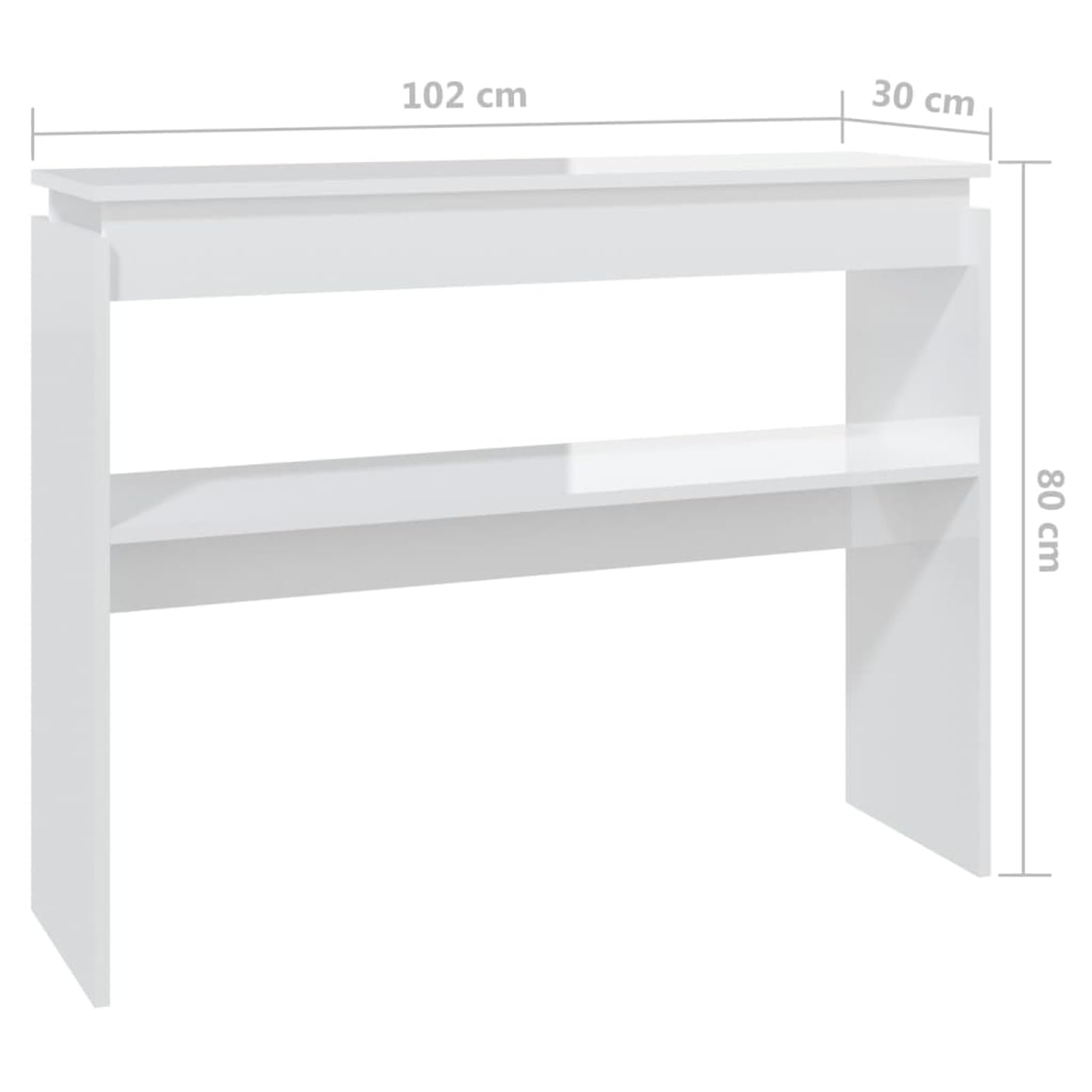 Homgoday Mesa Consola Madera contrachapada Blanco Brillante 102x30x80 cm Mesas auxiliares de salón,Mesa Consola Recibidor Mueble de Entrada Estrecha Clásica
