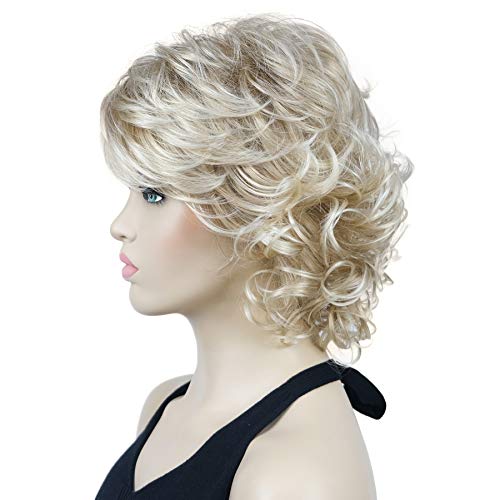 Lydell 12" Short Curly Wigs Soft Shaggy Layered Classic Cap Full Synthetic Wigs (15Bt613 Blonde Mix) #TOP4