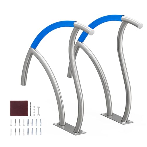 VEVOR Barandilla para Piscina 762x762 mm Pasamanos para Piscina de Acero Inoxidable con Placa Base 2 Piezas Barra de Seguridad Antioxidante para Piscinas, Interiores, Exteriores, Terrazas, Spas